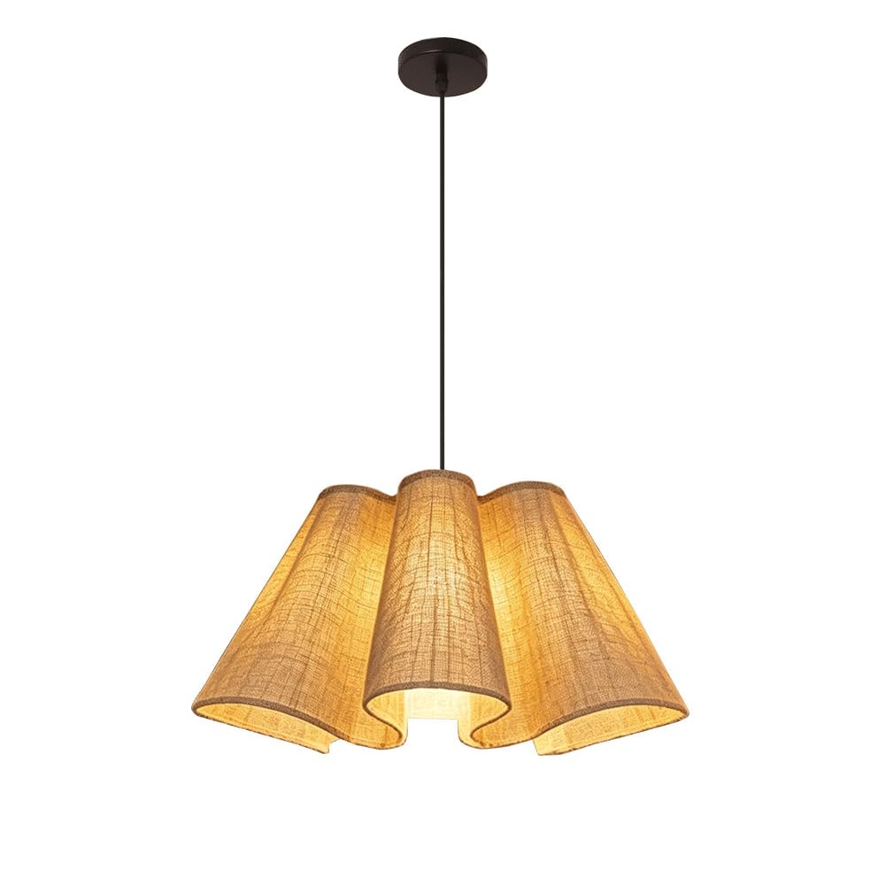 CHUNGYANG Bedroom Living Room Pendant Light Wabi-Sabi Style Hotel Guesthouse Lighting Fixture Creative Hemp Fabric Lampshade Hanging Lamp for Kitchen Study Entryway Adjustable Height Chandelier