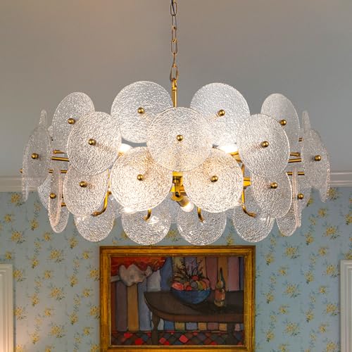 TOCHIC Modern Glass Chandelier 31.6", 10 Lights Large