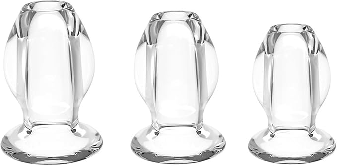 Acrylic Glass Hollow Tunnel Butt Play Anal Plug Set, Clear Transparent ...