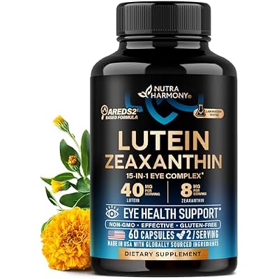 Eye Vitamins - Lutein and Zeaxanthin Supplements - AREDS2 Based Supplement for Seniors & Adults - Eye Health & Vision Support - Saffron, Zinc, Vitamins, Copper, Super Greens - Lab Tested - 60 Capsules