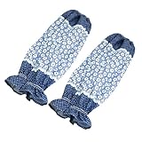 Ruilogod Dark Blue White Flowers Pattern Arm Sleeve Oversleeve Pair for Women