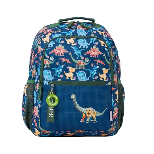 ZOOKEEPER School Bag for Boys & Girls 5-7 Years Lightweight, Water-Resistant Kids Backpack for School & Outdoor Use Cute Blue Dinosaur Design, Durable & Comfortable (Dark Blue Dinosaur, 17 Litres)