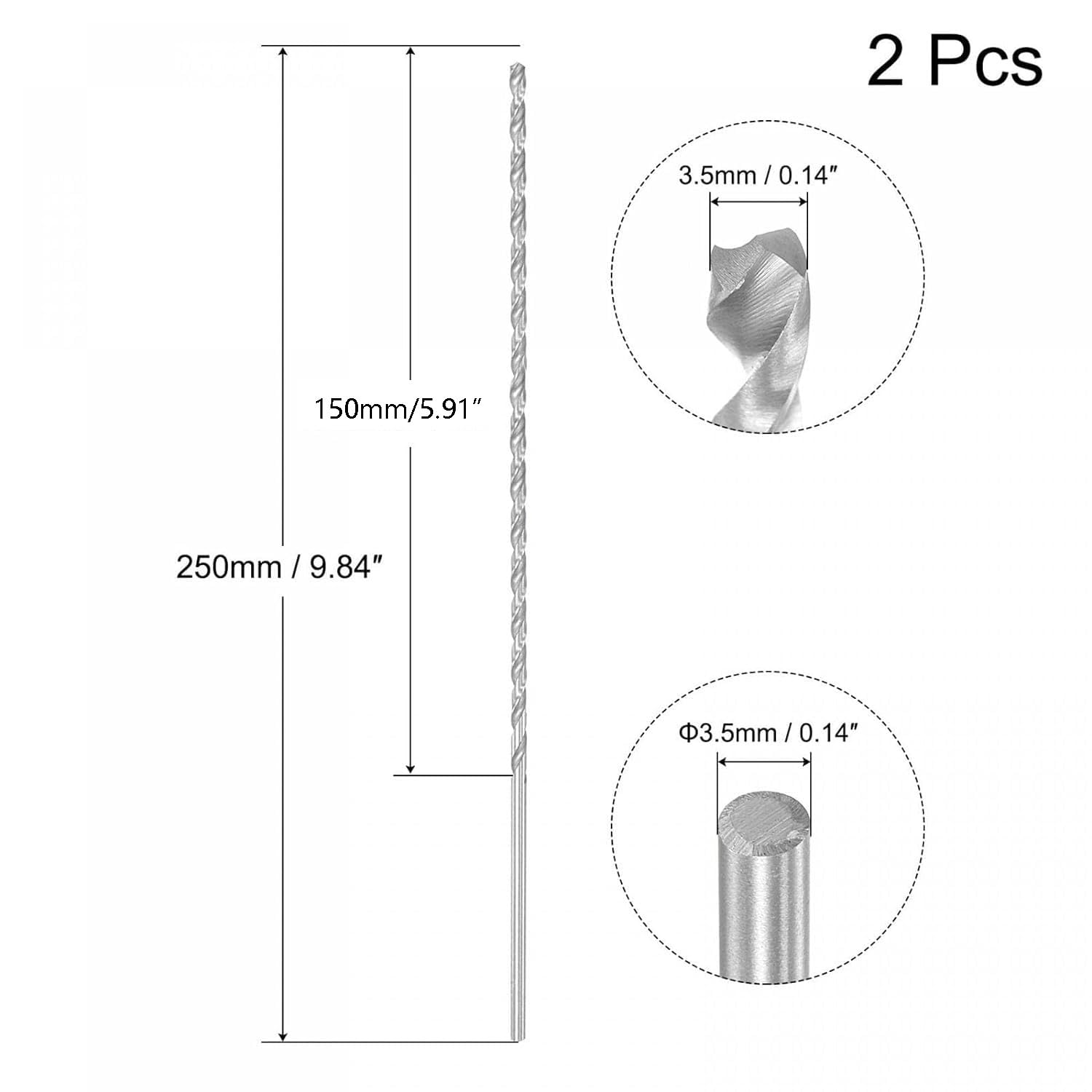 TA-VIGOR 2Pcs 3.5mm Extra Long Twist Drill Bits - Image 2