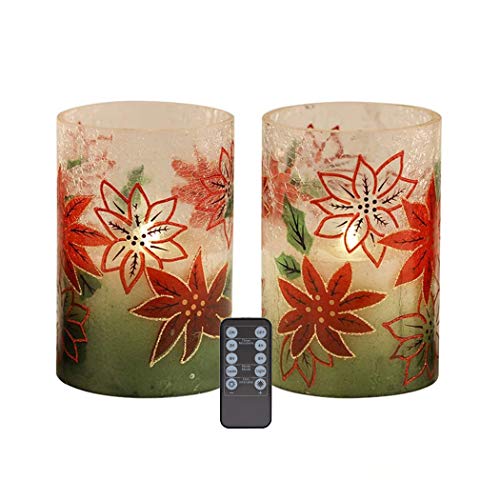 Urchoice Flickering Flameless Candles,Red Gradient Crackle Glass Led