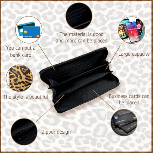 Image of Leopard Wallet Gifts, Wallet For Women Ladies Female Card Cases & Money With Zipper Organizers For Pocket Or Purse, Leopard