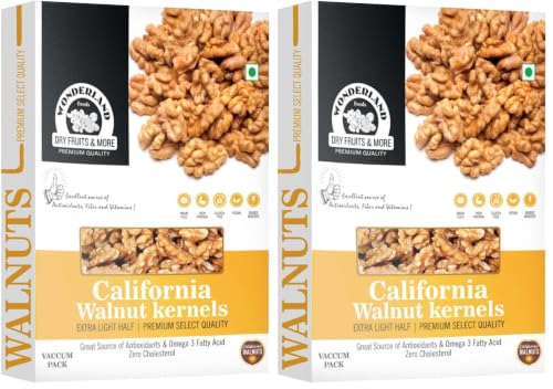 Image of WONDERLAND FOODS (DEVICE) Walnuts Kernels, 200g, Dry Fruits (Pack of 2)