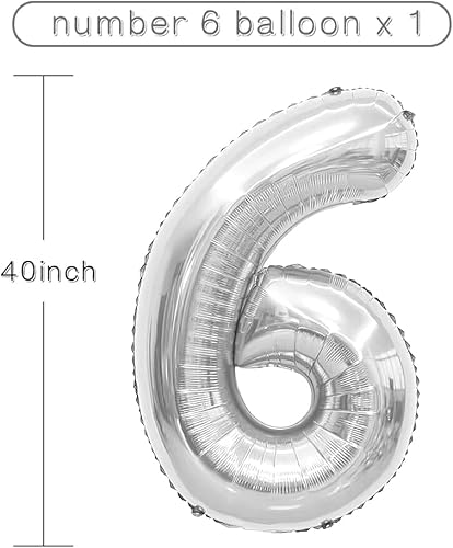 Miniatura 182 de Globo de números de 40 pulgadas, globos de números plateados, globo de número 2, globos de aluminio grandes de cumpleaños, fiesta de cumpleaños