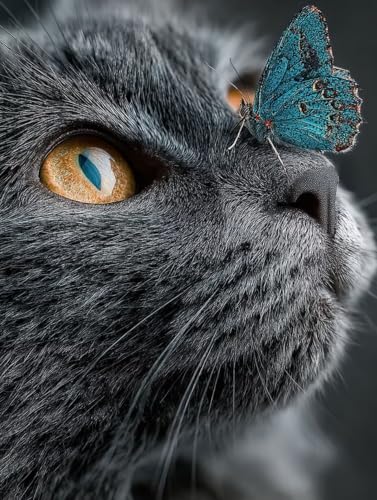 数字油絵キット 猫 数字で塗り絵 蝶 完全手書き 絵画 DIY 塗り絵 手塗り 大人の子供のための ナンバーペイント初心者向け 簡単 ペイントバイナンバー アクリル レトロ クリエイティブアート ハンドメイドクラフト 玄関リビングと寝室の飾りに最高 額縁な