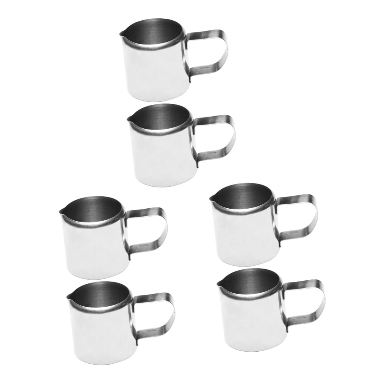 GRIRIW 6 Pcs Mini Milk Jug Espresso Cups Sauce Pitcher Powdered Creamer for Coffee Sauce Dispenser Coffee Serving Steaming Milk Jug Cup Kettle Espresso Coffee Cups Stainless Steel Silver