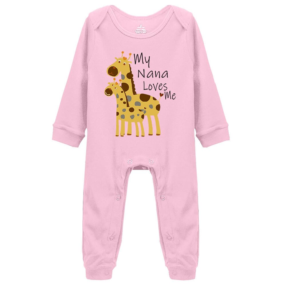 Tiansiaben Pink-3 My Nana Loves Me Pink Long Sleeve Rompers Baby Bodysuits Outfits Infant Clothes Romper 12-18 Months