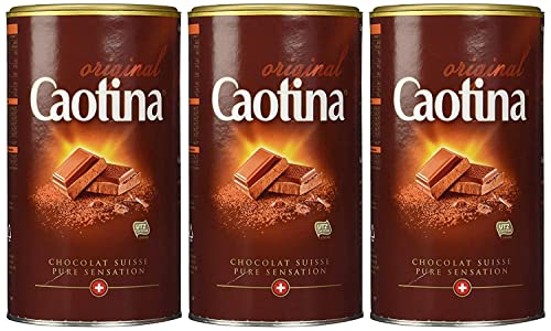 Caotina original, Kakao Pulver mit Schweizer Schokolade, heiße Schokolade, Trinkschokolade, 3er Pack, 3 x 500g