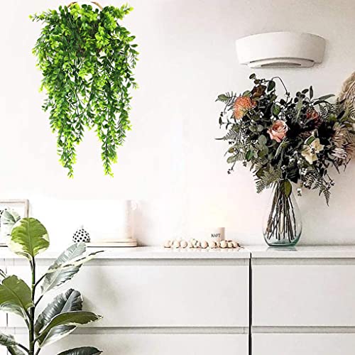 Green Hanging Vines Artificial Decor 2 Pack, Fake Leaves Greenery Ivy Plastic Leaf Faux Rattan Vine For Houseplants Indoor Home Kitchen Garden Outdoor Wall Wedding Party Diy Basket Decoration #TOP5