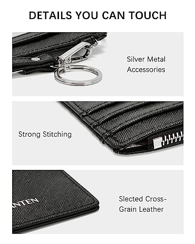 Image of BOSTANTEN Small Wallet For Women RFID Leather Credit Card Holder Slim Wristlet Keychain Wallet With Zipper Pocket