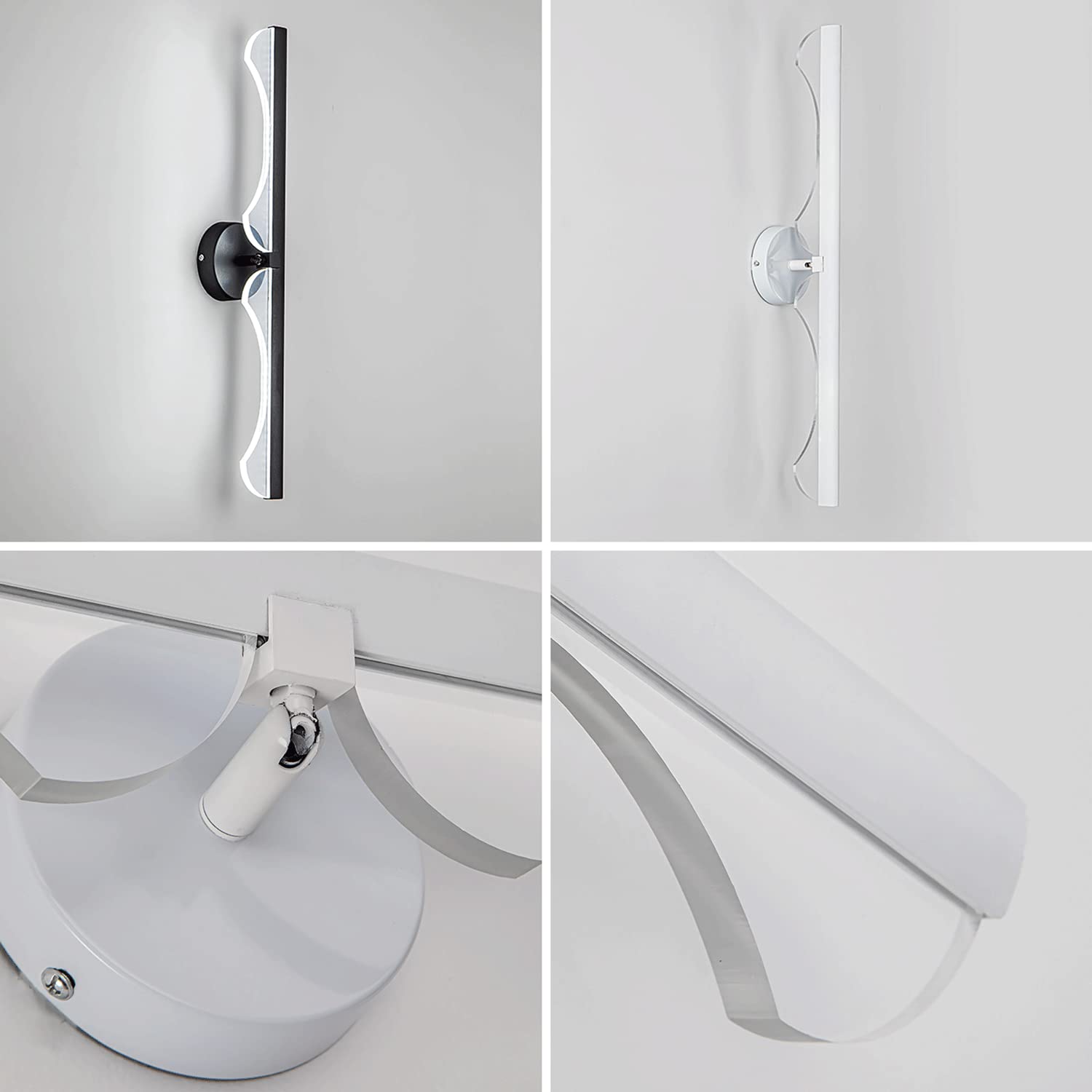 Nowoczesna lampa czołowa Led 12 W z funkcją regulacji obrotu o 360° 180°, kreatywne długie oświetlenie ścienne do toaletki, prosta metalowa lampa ścienna z kloszem