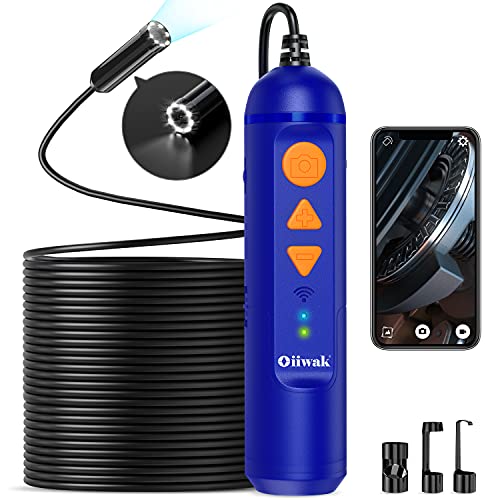 50FT Wireless Endoscope, Oiiwak 5MP Auto Focus Wifi Endoscope, 1944P Scope Camera 8 LED Lights, 0.55In Lens Video HD Inspection Camera Borescope, Borescope Camera iPhone Sewer Snake Camera for Android