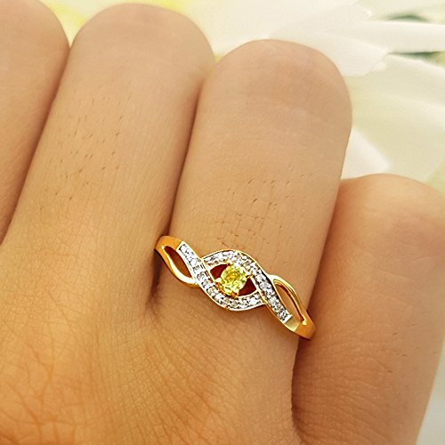 Dazzlingrock Collection 10K Solid Gold Round Light Colored Peridot and White Diamond Engagement Bridal Promise Ring2