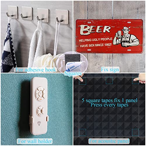 Aihpuluy Double Sided Mounting Tape,100 Pcs Pre-Cut Foam Tape,Include Squares Strips Dots,Strong Sticky Pad,Adhesive Tape Heavy Duty For Wall Hanging Stick Photos Acoustic Panel Poster(Black) #TOP5