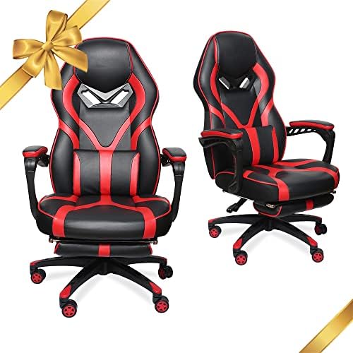 Gaming Chair Racing Footrest Therapeutic massage Laptop – Cushioned Consolation Excessive Again PU Leather-based USB Vibrator Ergonomic Recliner Residence Workplace Video Recreation for Youngsters for Present for PS5 (Pink, D02)