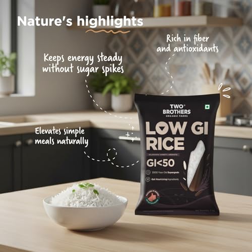 Image of Two Brothers Organic Farms Kalanamak Rice 2KG | Low GI, Diabetic-Friendly Native Rice | Rich in Iron & Zinc | Gut Nourishing, Perfect for Pulao, Biryani & Curries