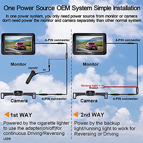 Yakry Backup Camera For Car Hd 1080P 4.3 Inch Monitor Rear View System Reverse Cam Kit Truck Suv Minivan Easy Installation Plug And Play Waterproof Night Vision Diy Grid Lines Y11 #TOP1