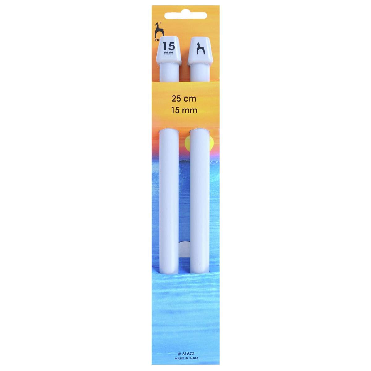 Crafty Capers White Pony Plastic Knitting Pins/ Knitting Needles 25Cm Long - 15Mm