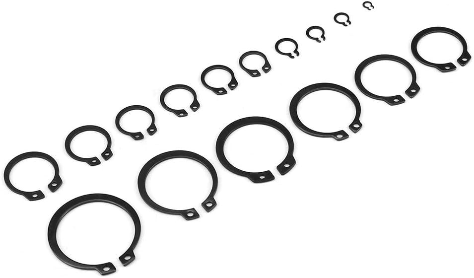 150PCS Black Circlip Snap Retaining Rings, 3mm-32mm Internal External Lock Rings for Industrial Fasteners, 18 Sizes Assortment Kit with Box