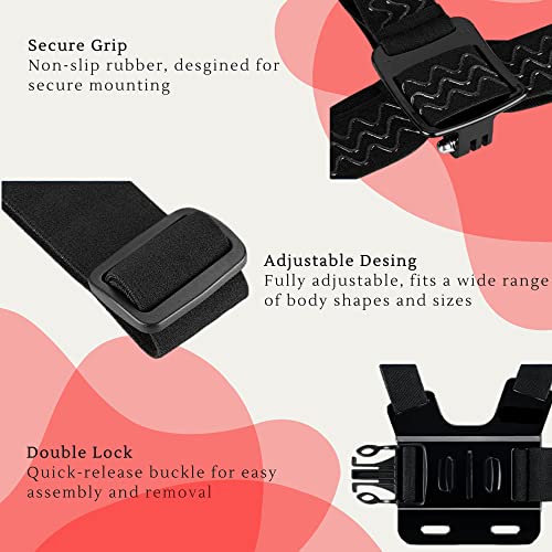 MiPremium-Chest-Harness-Chesty-Mount-Head-Strap-for-GoPro-Hero-13-12-11-10-9-8-Max-Go-Pro-Hero-7-6-5-3-4-Session-Black-Silver-Fusion-DJI-Osmo-AKASO-Accessories-Kit-for-Action-Cameras