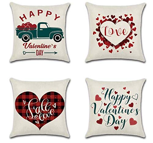 Taie d'oreiller Saint Valentin lot de 4 housses idée cadeau amour
