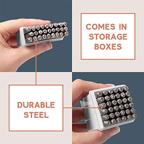 Metal Stamping Kit, 64 Piece Punch Set - Handwritten Style Font Number & Letter Stamps for Metal, Jewelry, Wood, Leather & More - Thumbnail 3