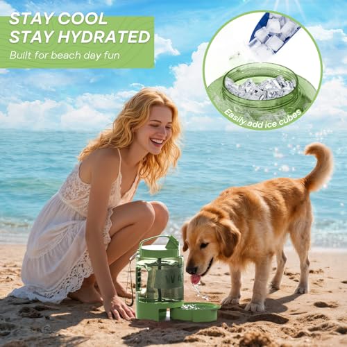 Image of Portable Dog Travel Water Bottle - 77oz Large Travel Water Bowl for Dogs Camping Hiking Beach Traveling Essentials,Big Pet Bottles Bowl Water Dispenser for On The Go Park Car Walking Accessories