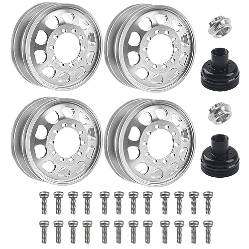 2Pcs Vgoohobby Metal Beadlock Rear Wheel Hubs Rims Compatible with 1/14 Tamiya Tractor Truck Climbing Trailer Cargo RC Car Upgrade Parts