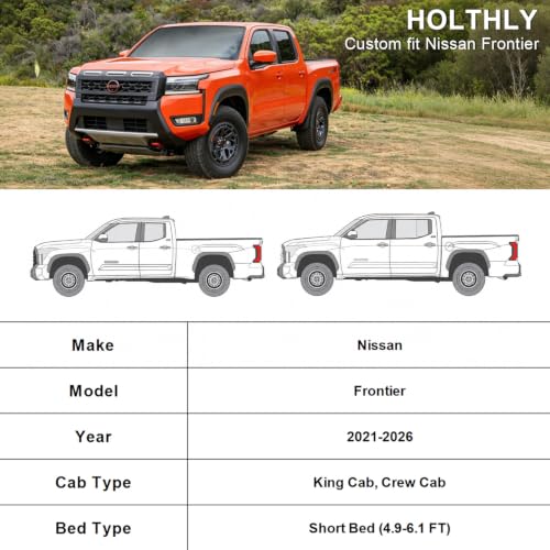 Image of 10 Layers Truck Cover Waterproof All Weather Custom Fit Nissan Frontier(2021-2026) King /Crew Cab Short Bed, Outdoor Full Exterior Pickup Car Cover Sun Rain Snow Ice Protection. Sliver