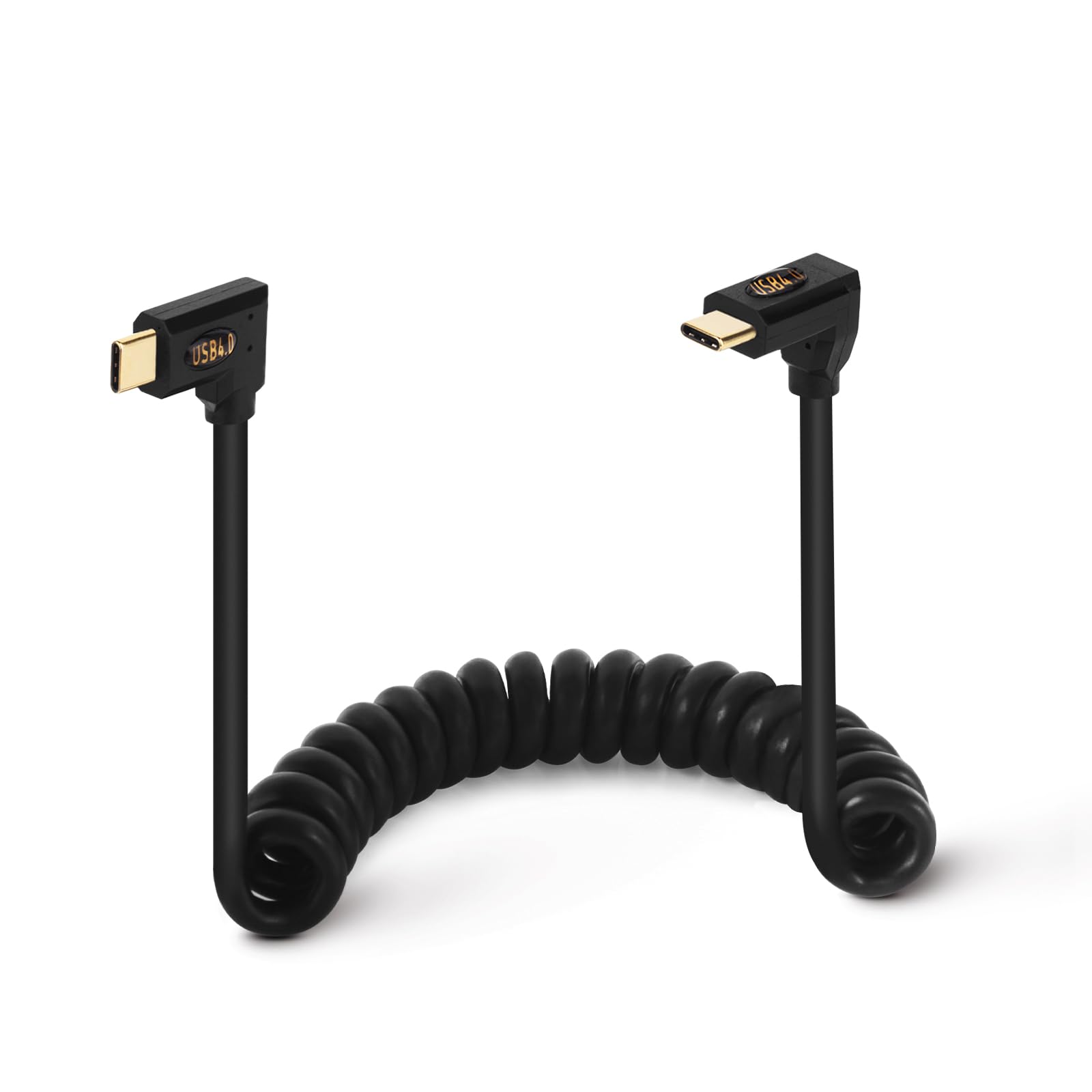 40 Gbit/s USB 4.0 Typ C Spiralkabel, linker und rechtwinkliger Stecker auf Auf- und Abwärtswinkelstecker, 240 W, 5 A, PD, USB C 4.0, Federspiralkabel für Smartphones, Laptops, Thunderbolt 3,