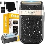 KEMEI Foil Shavers for Men, Electric Twin Blade Razor, Cordless Double Foil Barber Beard Skin Fade Shaver, 8000 RPM High Speed Motor, Waterproof USB-C Rechargeable Travel Shaver
