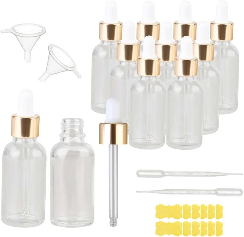 Frascos conta-gotas de vidro transparente AYMXJK 30 mL, pacote com 12