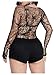 GORGLITTER Women's Long Sleeve Goth Fishnet Top Y2K See Through Sexy Crochet Boat Neck Gothic Rave Party Tees Shirt Top Black One-Size