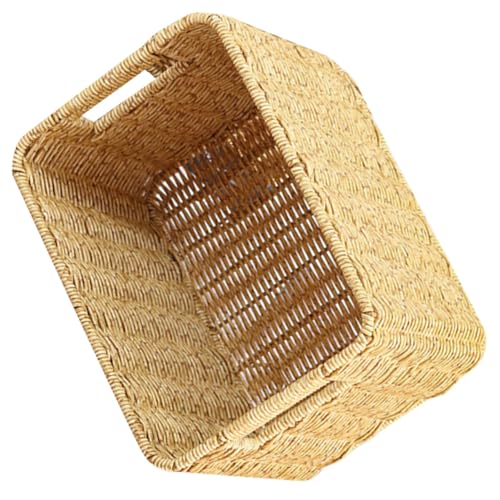 PENIKOKO Cesto de Almacenamiento Mano Pequeño Cesta Cuadrada de Ratán Sintético Contenedor para Guardar Ropa Juguetes y Objetos Varios el Hogar