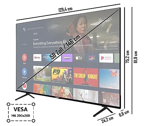 Telefunken 58 Zoll Fernseher mit Android TV und 4K UHD