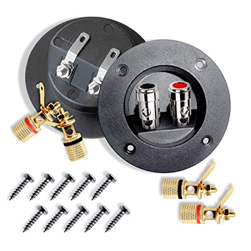 Kalevel 6pcs 2-Way Speaker Box Terminal Subwoofer Box Connector 75mm Spring Loaded with Screw Binding Post and 10pcs Screws