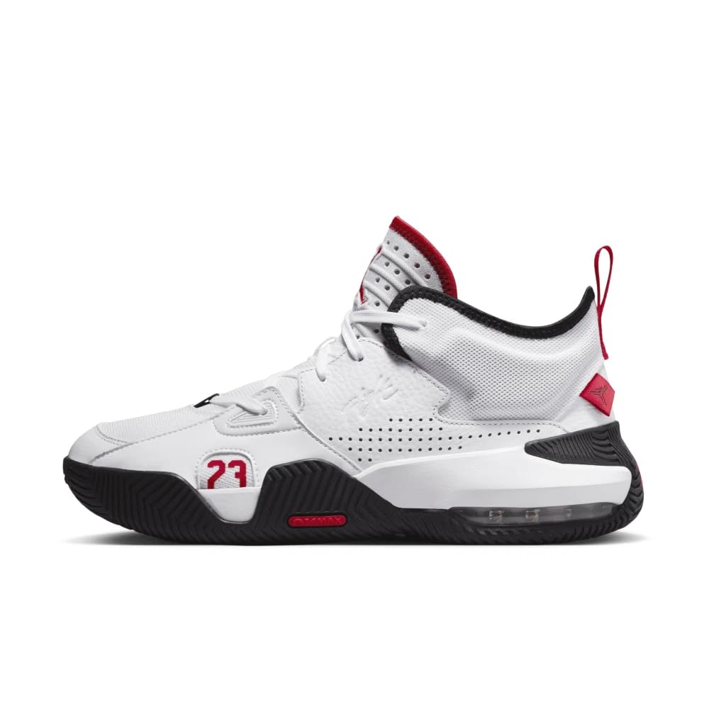Jordan Stay Loyal 2 DQ8401-106 Herren Basketballschuhe, Weiß/Schwarz/University Red, Air Max Dämpfung, Sneaker