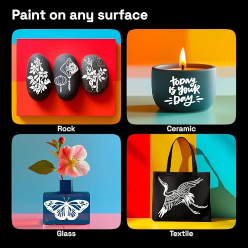 Artistro Acrylstifte für Stoff, Leinwand, Stein, Glas, Holz, Papier, DYI, Farbmarker für Kinder und Erwachsene 2 Weiße Doppelspitze (Pinsel + Fein 1 mm)