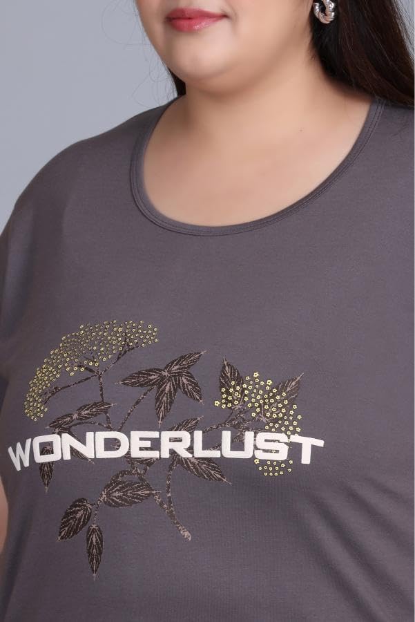 Image of In Love Women's Plus Size Longline T-Shirt with Side Pocket, 3 /4 Sleeve, Crew Neck