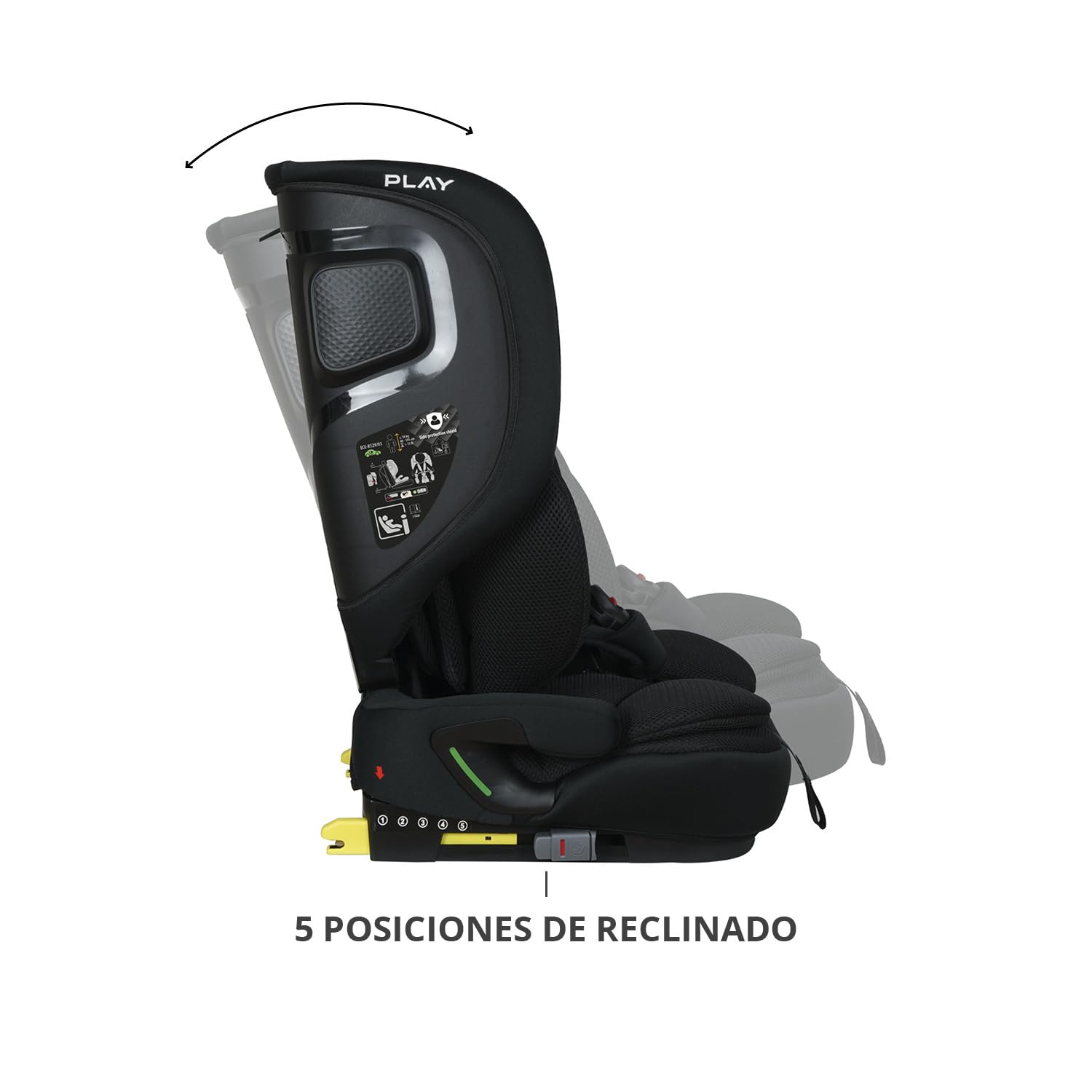 Play One i-Size. Silla de coche con isofix grupo 1/2/3, para bebé de 15 meses y niños de hasta 12 años o 76 cm - 150 cm altura (Black Safe&Go)