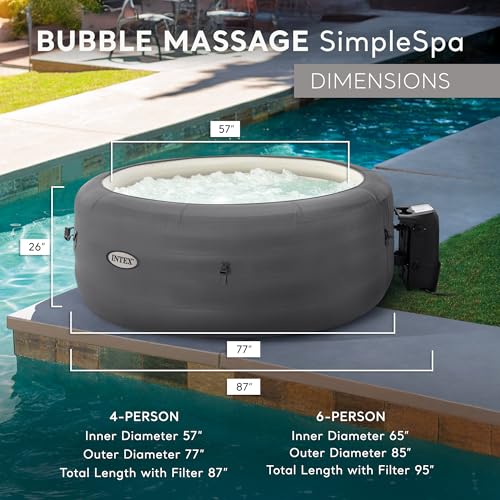 Image of INTEX SimpleSpa 4 Person Inflatable Hot Tub, Portable Spa with 100 Jets