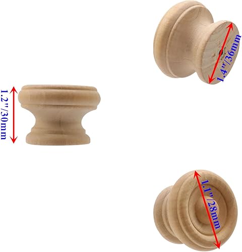 Miniatura 2 de Bitray 10 pomos de gabinete sin terminar perillas de madera natural para cajones