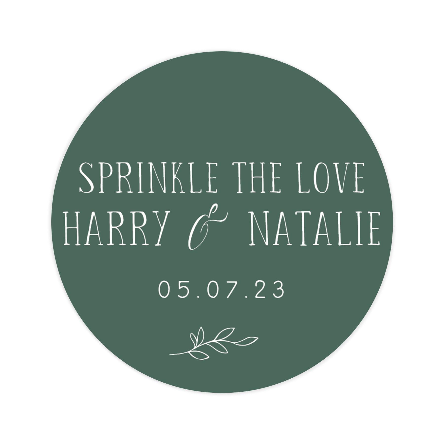 Personalised Sprinkle the Love Wedding Stickers | Wedding Labels | Favor Sticker | Wedding Favors Thank You Stickers | 35 Round Stickers - per Sheet (Emerald)