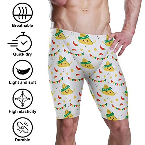 Mens Swim Jammers Mexican Taco Quick Dry Athletic Swimsuit3
