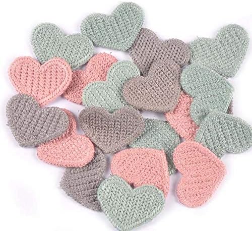 Patches 30Pcs Heart Shape Patches Appliques Sewing Supplies for Clothing Stickers Handmade Stick-on Backpack DIY Decoration 27x35mm Clothing Repair Decoration Patches(3)