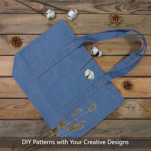Image of TOPDesign 1-Pack Canvas Tote Bag with an External Pocket, Reusable Grocery Shopping Bag, Top Zipper Closure, Daily Essentials (Medium Blue Demim)