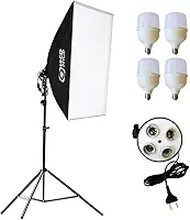 Kit Softbox com 4 lampadas LED e tripé de 2m, luz contínua para estúdio foto e vídeo